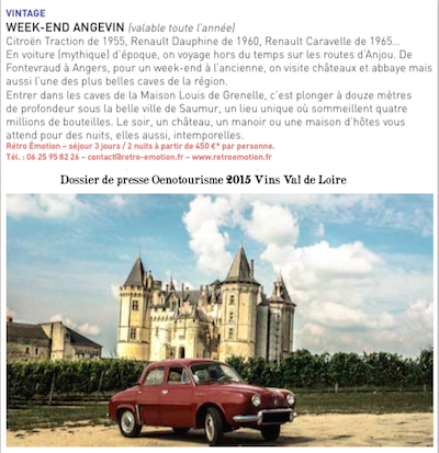 Rétro Émotion agence de voyage voiture ancienne presse Vins du Val de Loire
